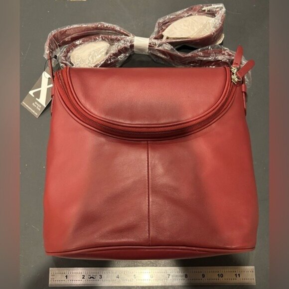Vintage Red Maxx New York Soft Leather‎ Organizer Zip Top Bag Purse NWT - Picture 8 of 10